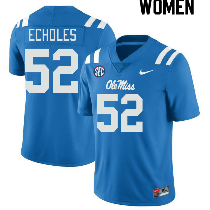 Women #52 William Echoles Ole Miss Rebels College Football Jerseys Stitched-Power Blue